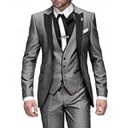 men's slim fit 3 piece wedding suit in gray
