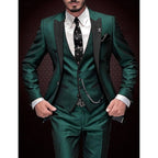 men's slim fit 3 piece wedding suit in dark green