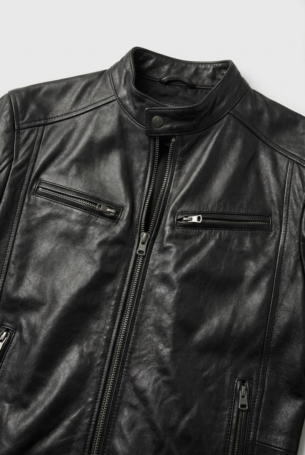 men's slim fit biker blazer jacket in black