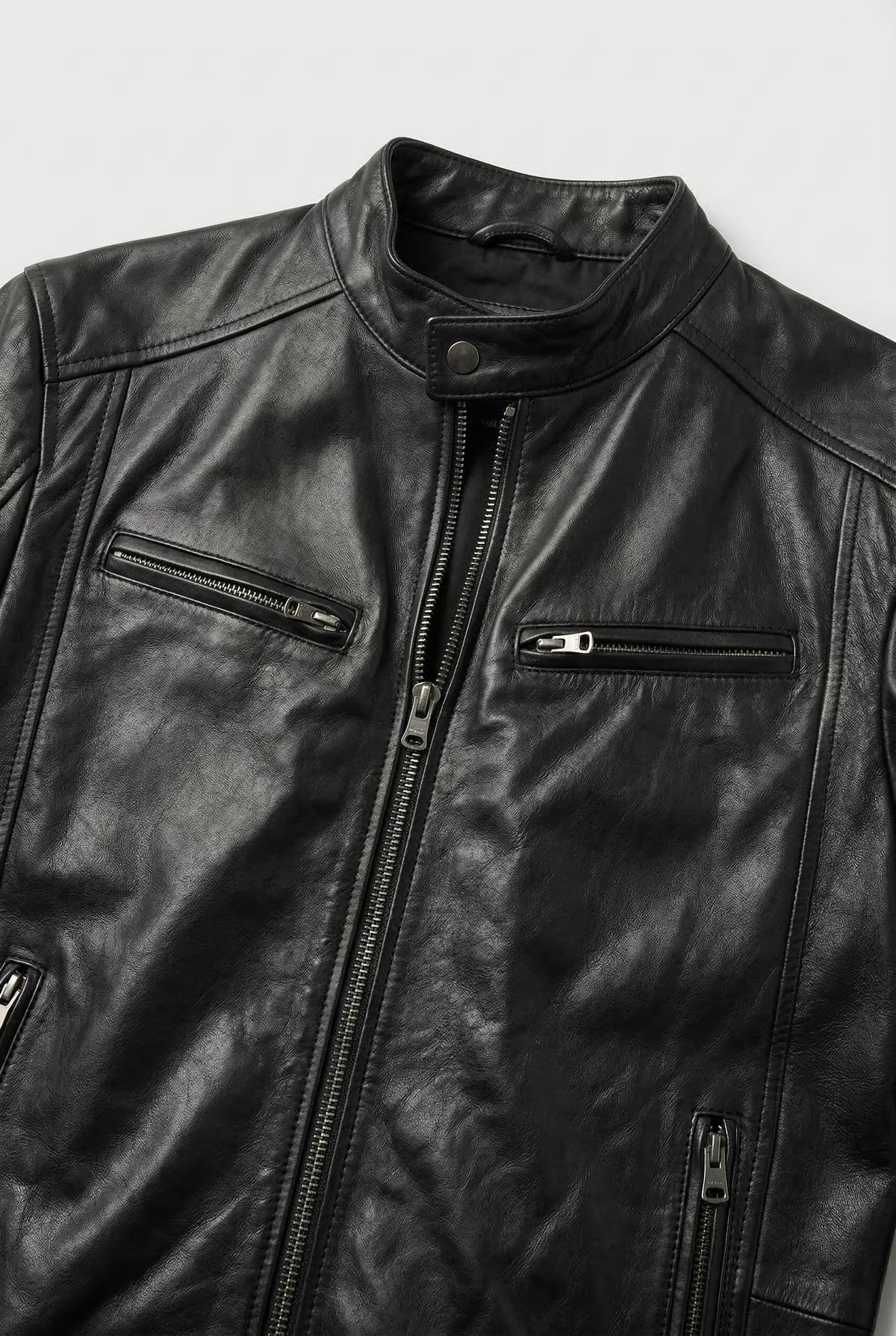 men's slim fit biker blazer jacket in black