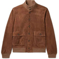 men's slim fit button-front bomber jacket in brown
