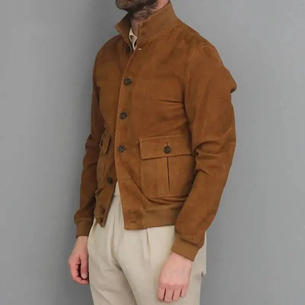 men's slim fit button-front bomber jacket