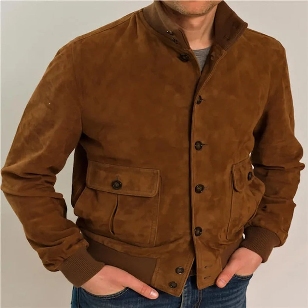 men's slim fit button-front bomber jacket