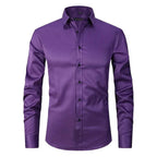 men's slim fit button shirt in purple
