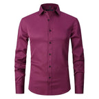 men's slim fit button shirt in burgundy