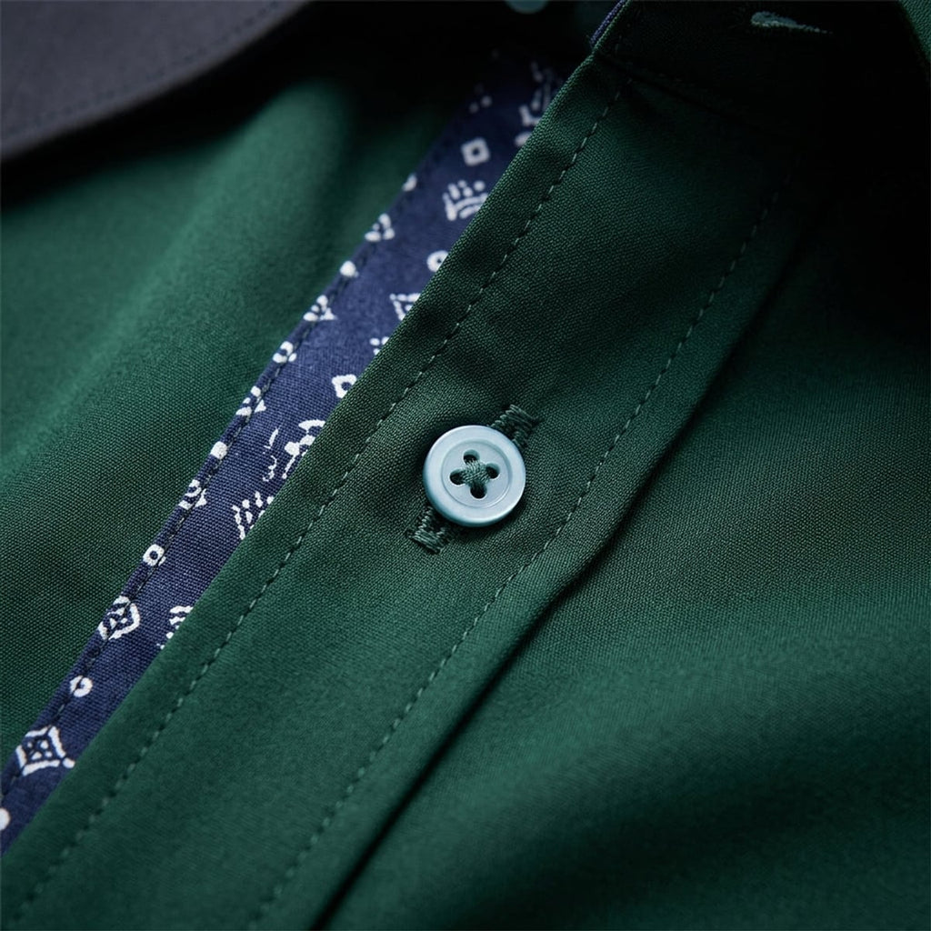 men's slim fit button shirt with contrast cuffs in green