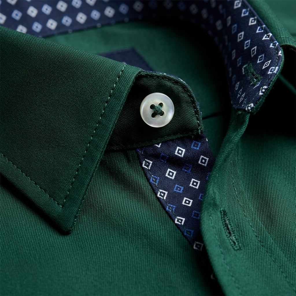 men's slim fit button shirt with contrast cuffs in green