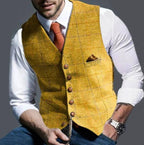 men's slim fit button-up waistcoat in yellow