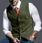men's slim fit button-up waistcoat in dark green
