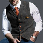 men's slim fit button-up waistcoat in dark gray