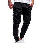 men's slim fit cargo jogger trousers in black