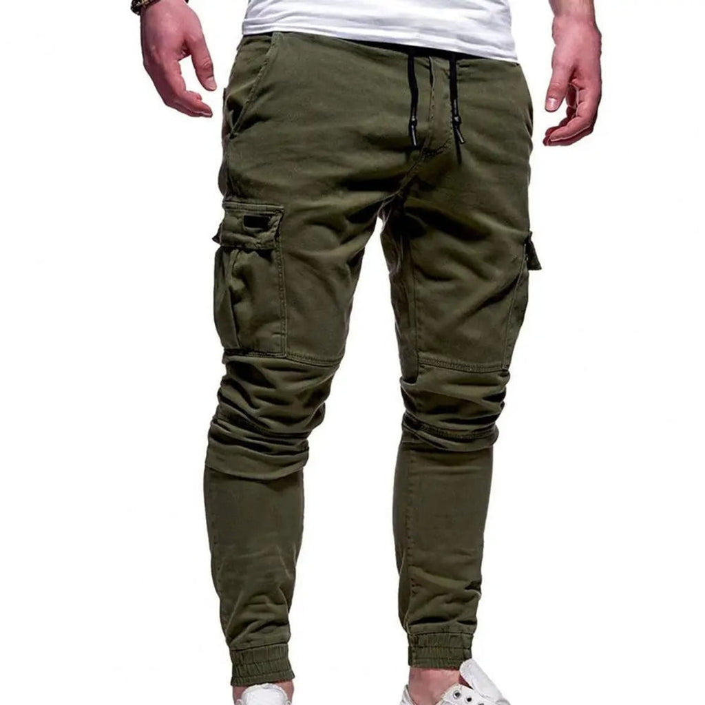 men's slim fit cargo jogger trousers in green