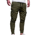 men's slim fit cargo jogger trousers in green