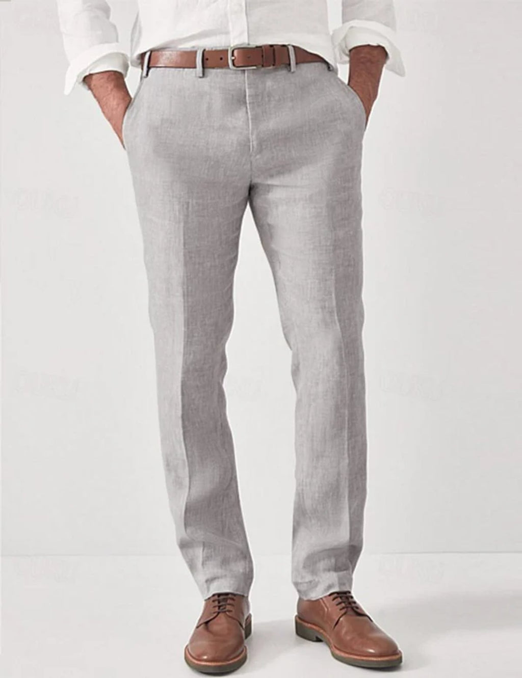 men's slim fit casual pants in light gray