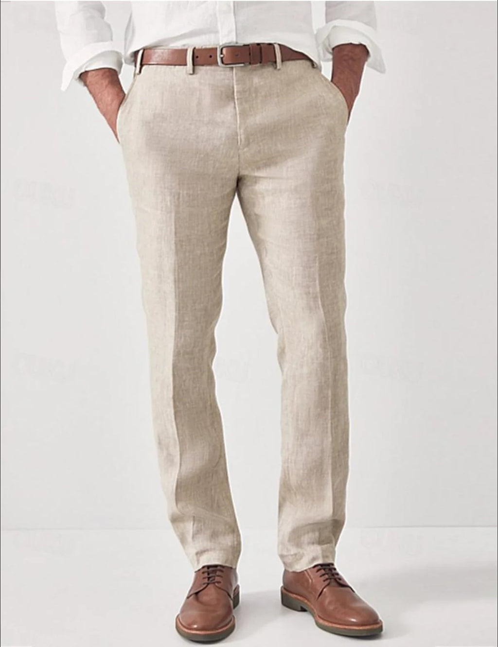 men's slim fit casual pants in beige