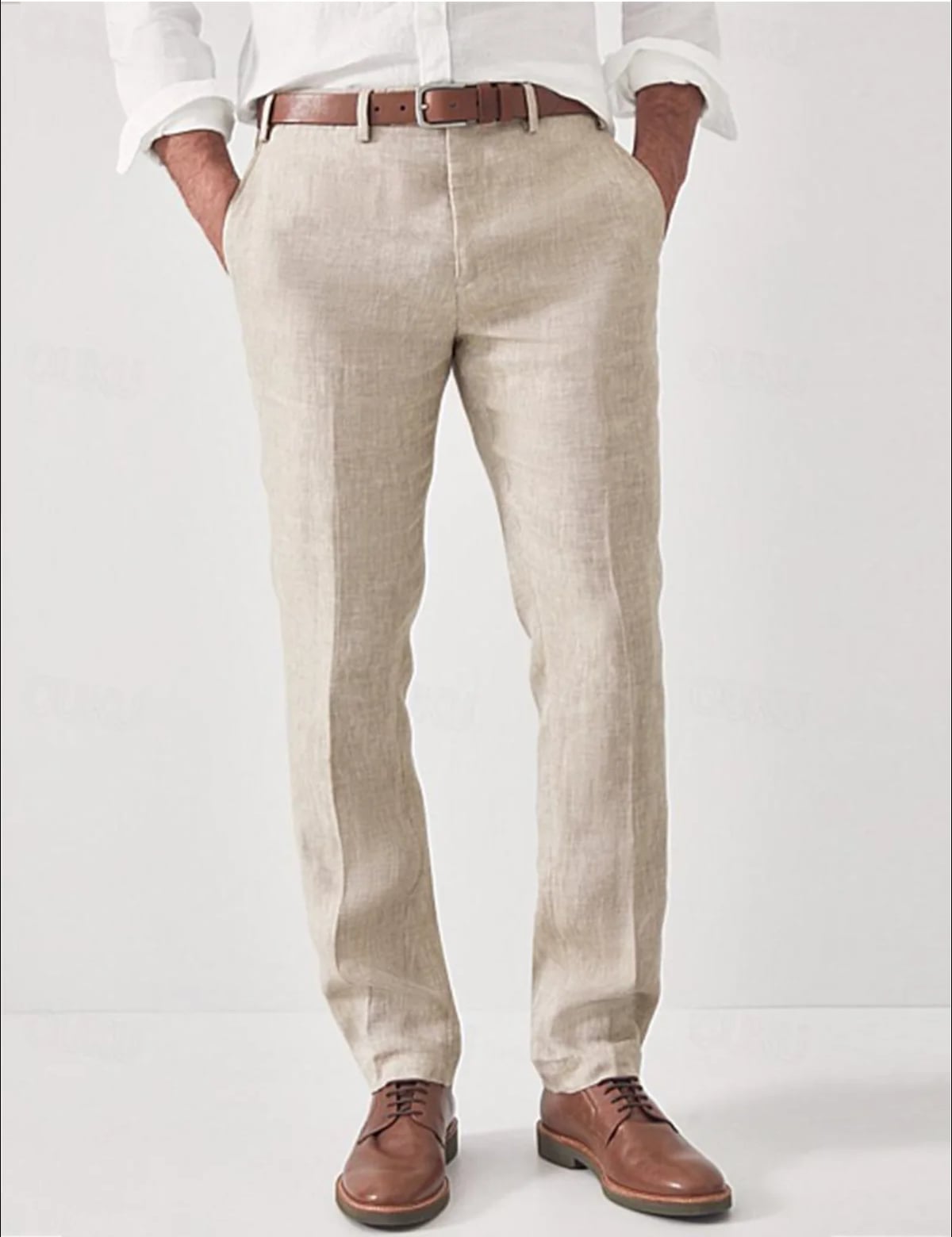 men's slim fit casual pants in beige