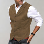 men's slim fit herringbone waistcoat in brown