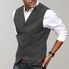 men's slim fit herringbone waistcoat in gray