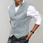 men's slim fit herringbone waistcoat in light gray