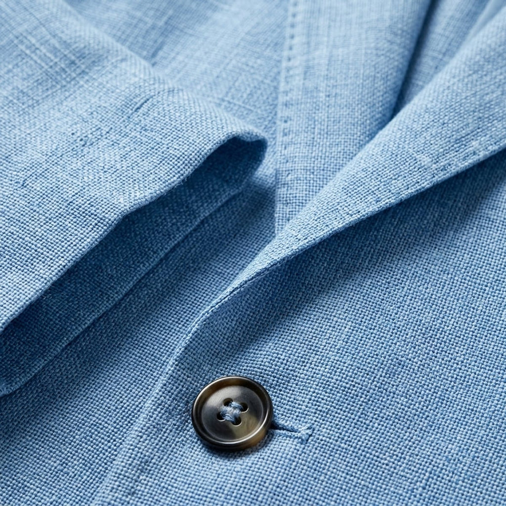 men's slim fit linen blazer in blue