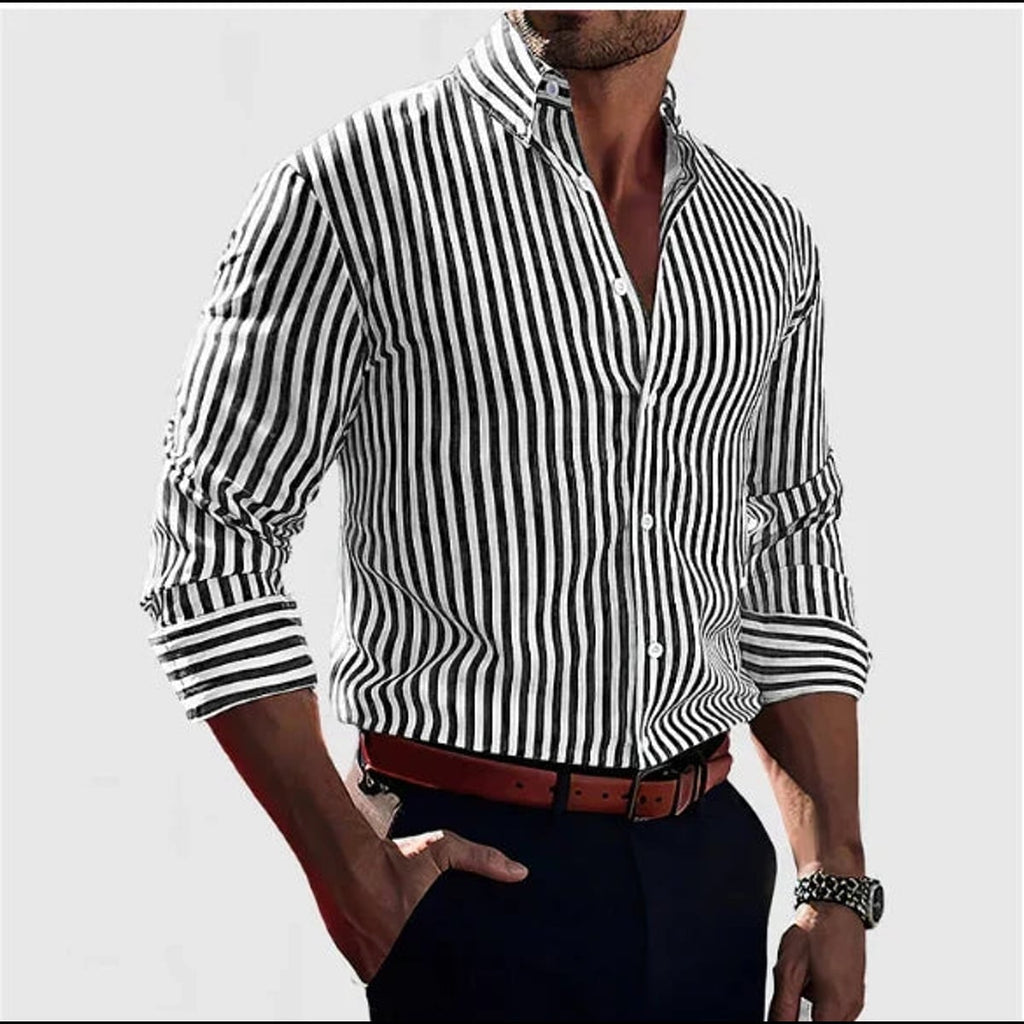 men's slim fit long sleeve button-down shirt in black