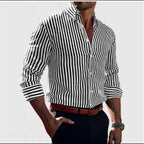 men's slim fit long sleeve button-down shirt in black