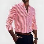men's slim fit long sleeve button-down shirt in red