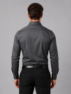 men's slim fit long sleeve dress shirt in black gray