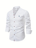 men's slim fit long sleeve grandad collar shirt in white