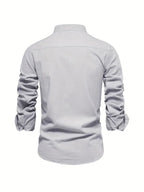 men's slim fit long sleeve grandad collar shirt