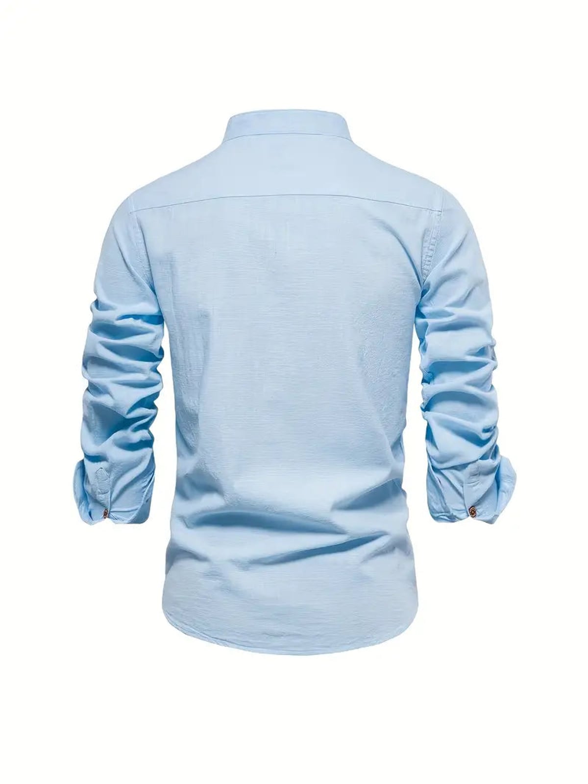 men's slim fit long sleeve grandad collar shirt