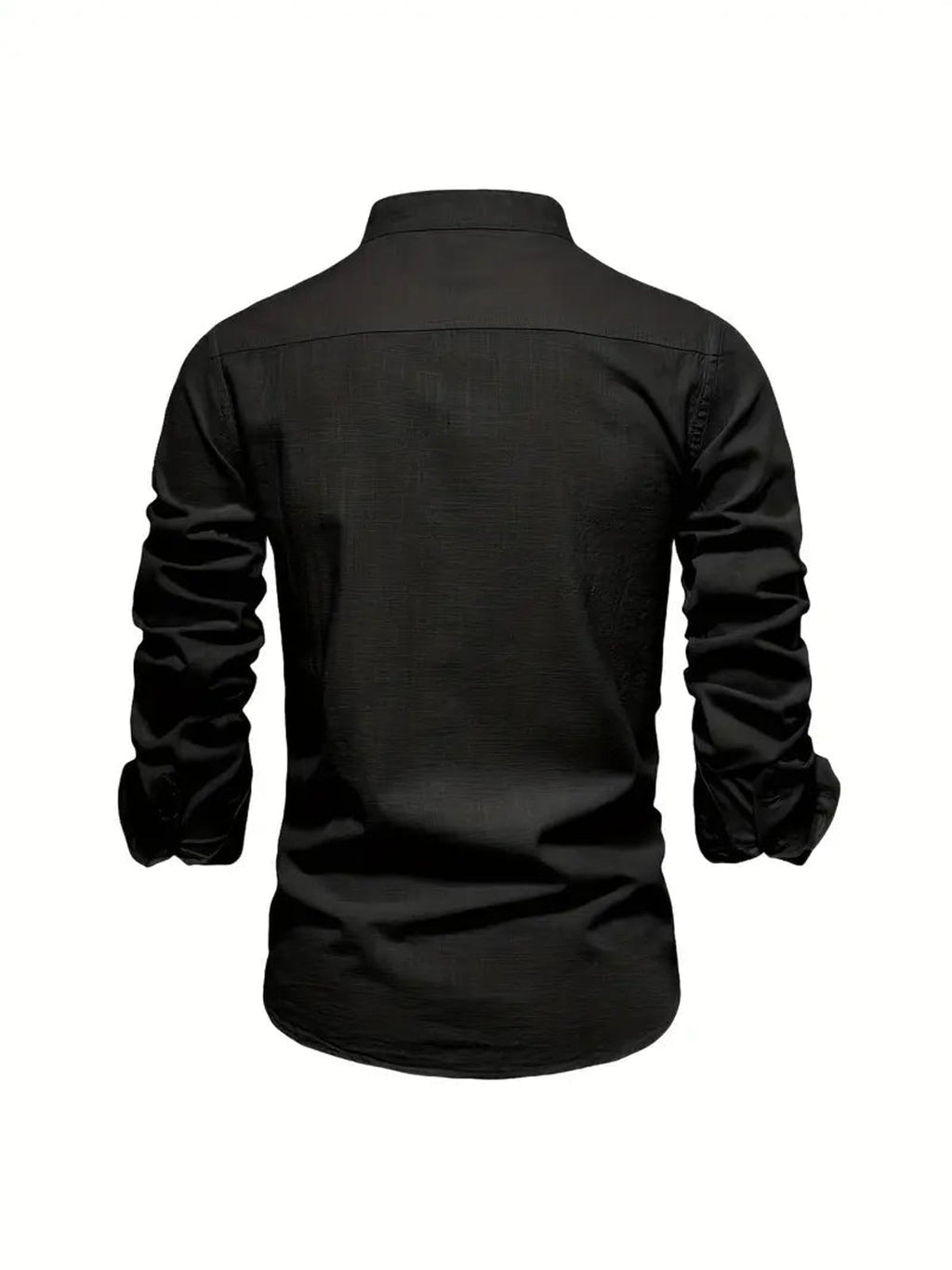 men's slim fit long sleeve grandad collar shirt