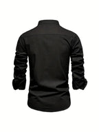 men's slim fit long sleeve grandad collar shirt