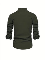 men's slim fit long sleeve grandad collar shirt