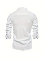 men's slim fit long sleeve grandad collar shirt
