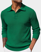 men's slim fit long sleeve knit polo in green