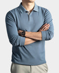 men's slim fit long sleeve polo shirt in light blue