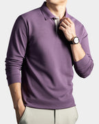 men's slim fit long sleeve polo shirt in purple