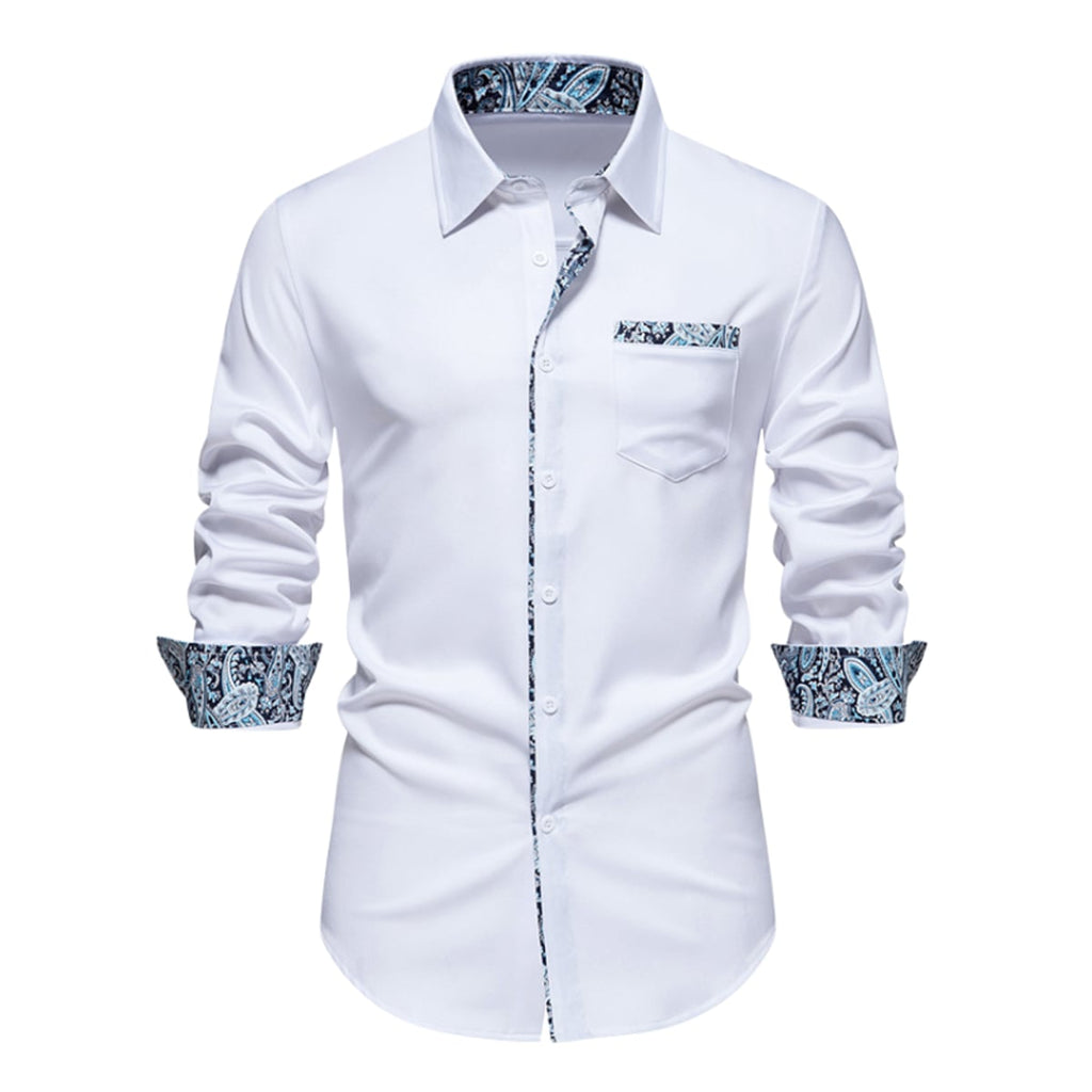 men's slim fit long sleeve polo shirt in white