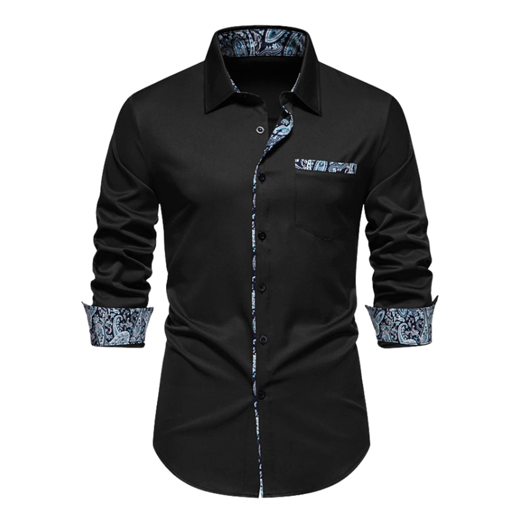 men's slim fit long sleeve polo shirt in black