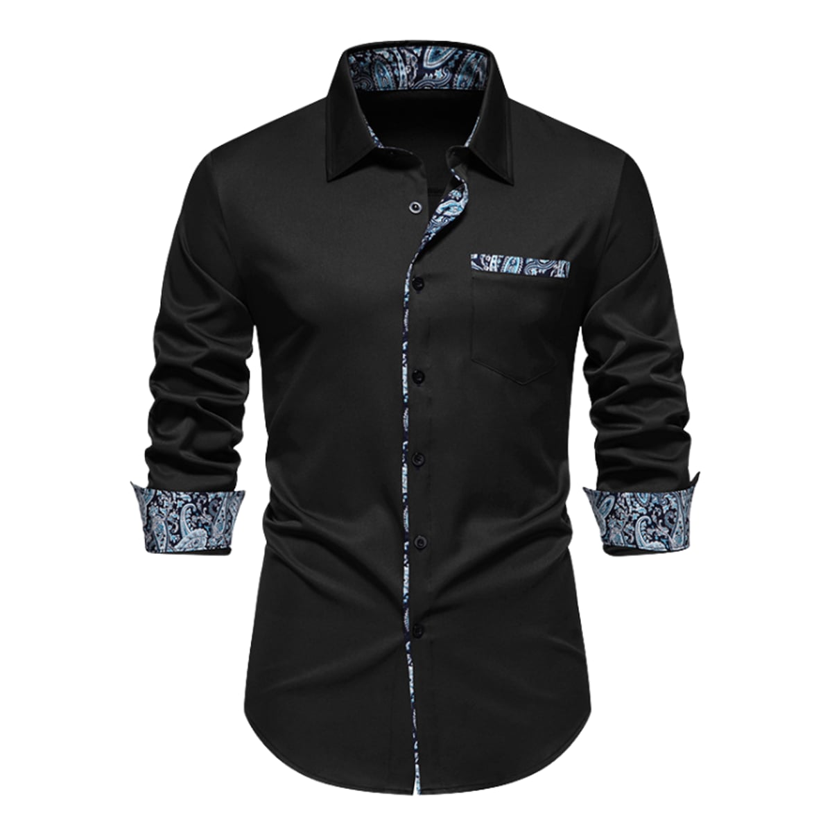 men's slim fit long sleeve polo shirt in black