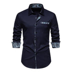men's slim fit long sleeve polo shirt in dark navy