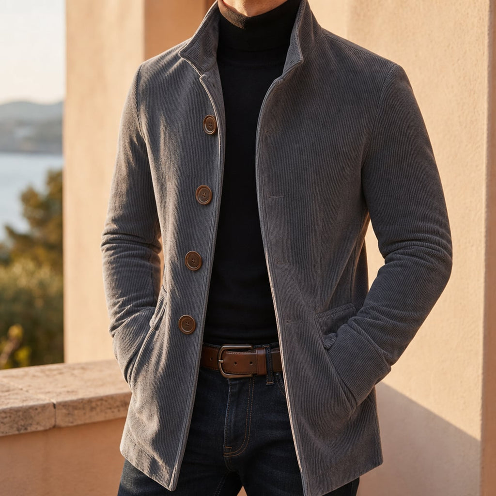 men's slim fit notch lapel overcoat in gray