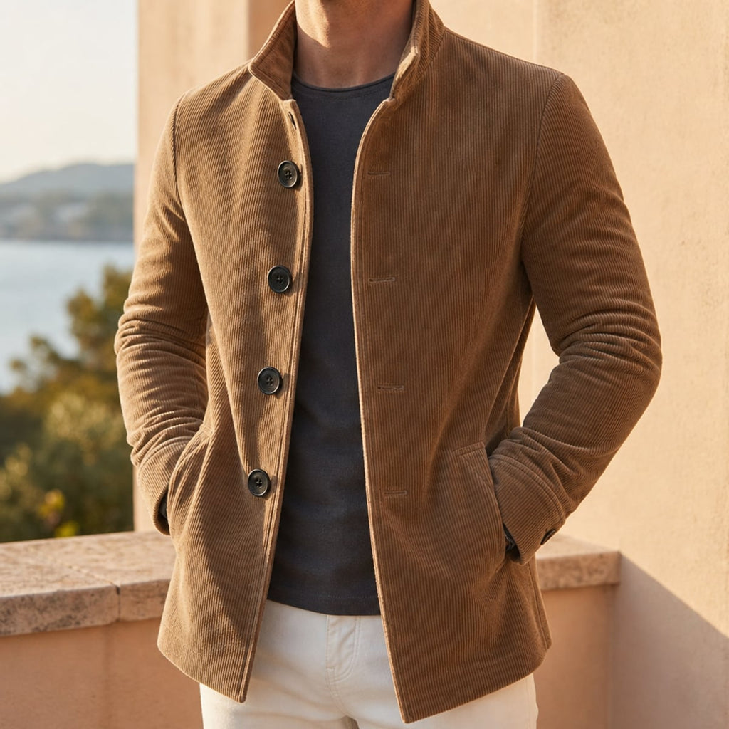 men's slim fit notch lapel overcoat in light brown