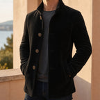 men's slim fit notch lapel overcoat in black