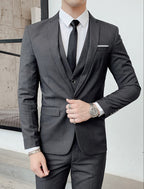 men's slim fit single-breasted 3 piece suit in gray