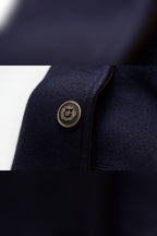 men's slim fit single-breasted overcoat in navy blue