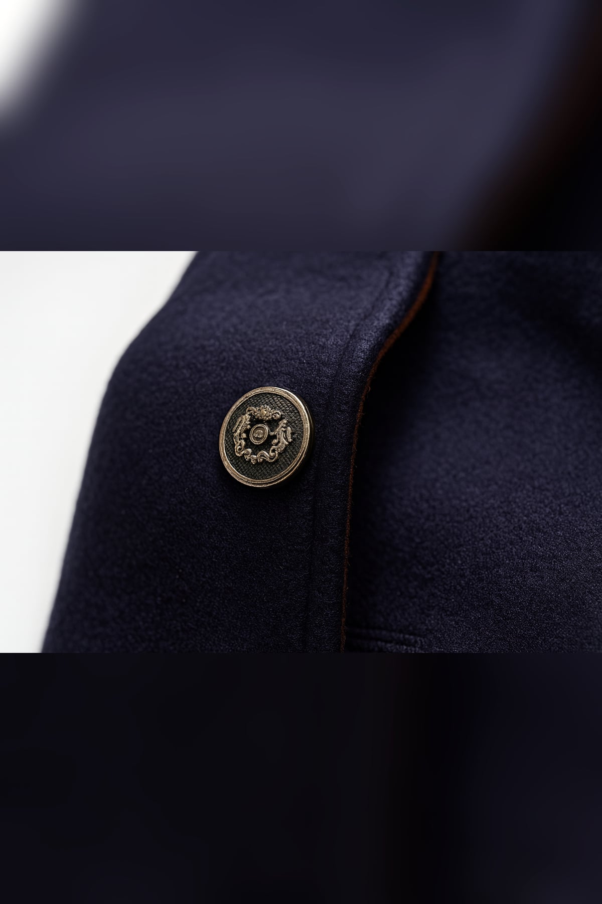 men's slim fit single-breasted overcoat in navy blue