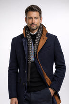 men's slim fit single-breasted overcoat in navy blue