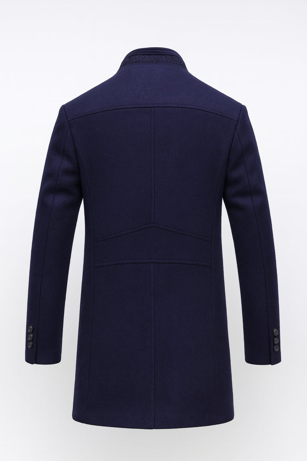 men's slim fit single-breasted overcoat in navy blue